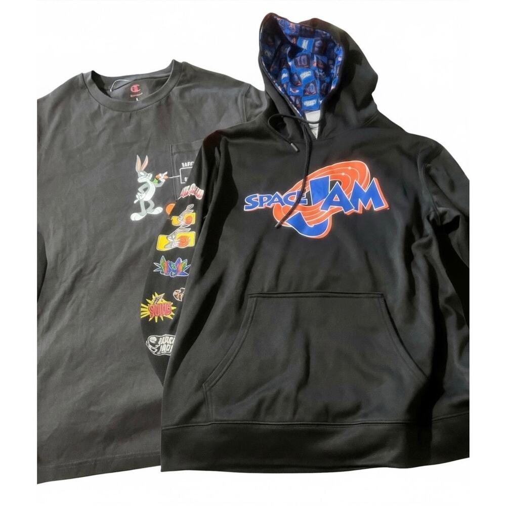 Space Jam March Madness Bugs Bunny Men's T Shirt and Hoodie Set NWT Size Large